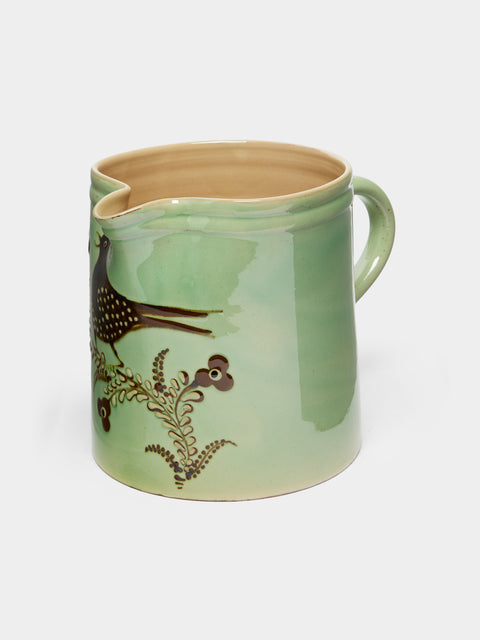 Poterie d’Évires - Birds Hand-Painted Ceramic Straight-Edge Jug -  - ABASK - 