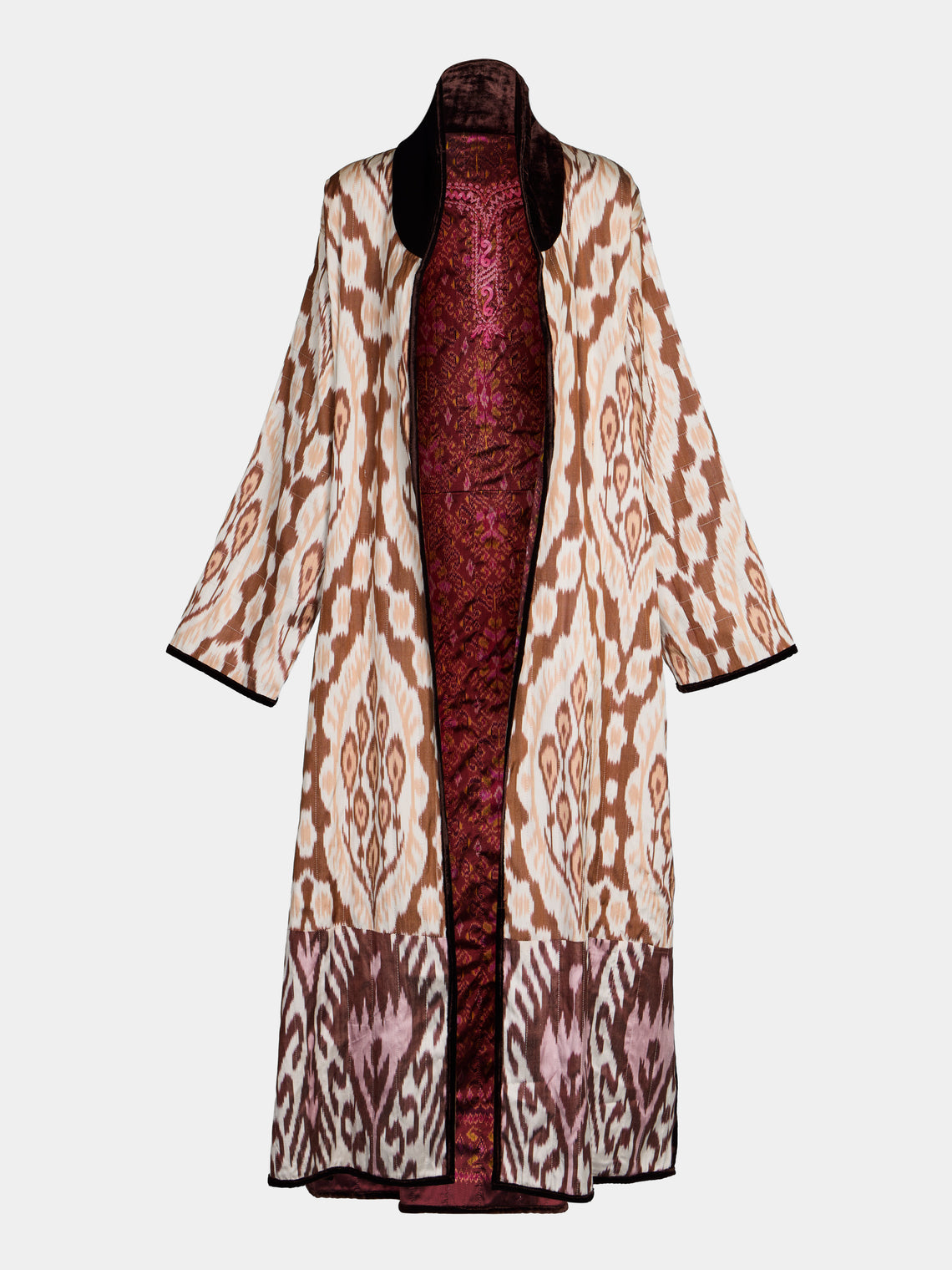 Nazzy Beglari - Hand-Loomed Ikat Cotton Reversible Chapan-Style Robe | One Size - Multiple - ABASK