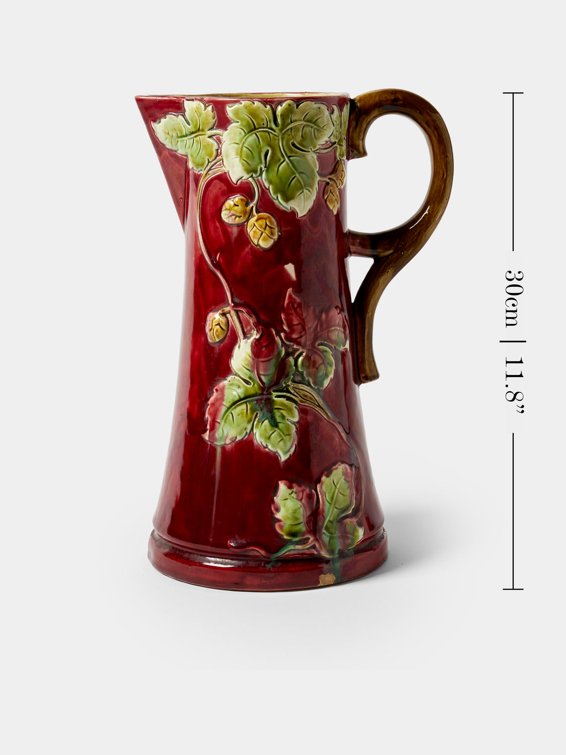 Antique and Vintage - 1950s Majolica Ceramic Jug - Red - ABASK