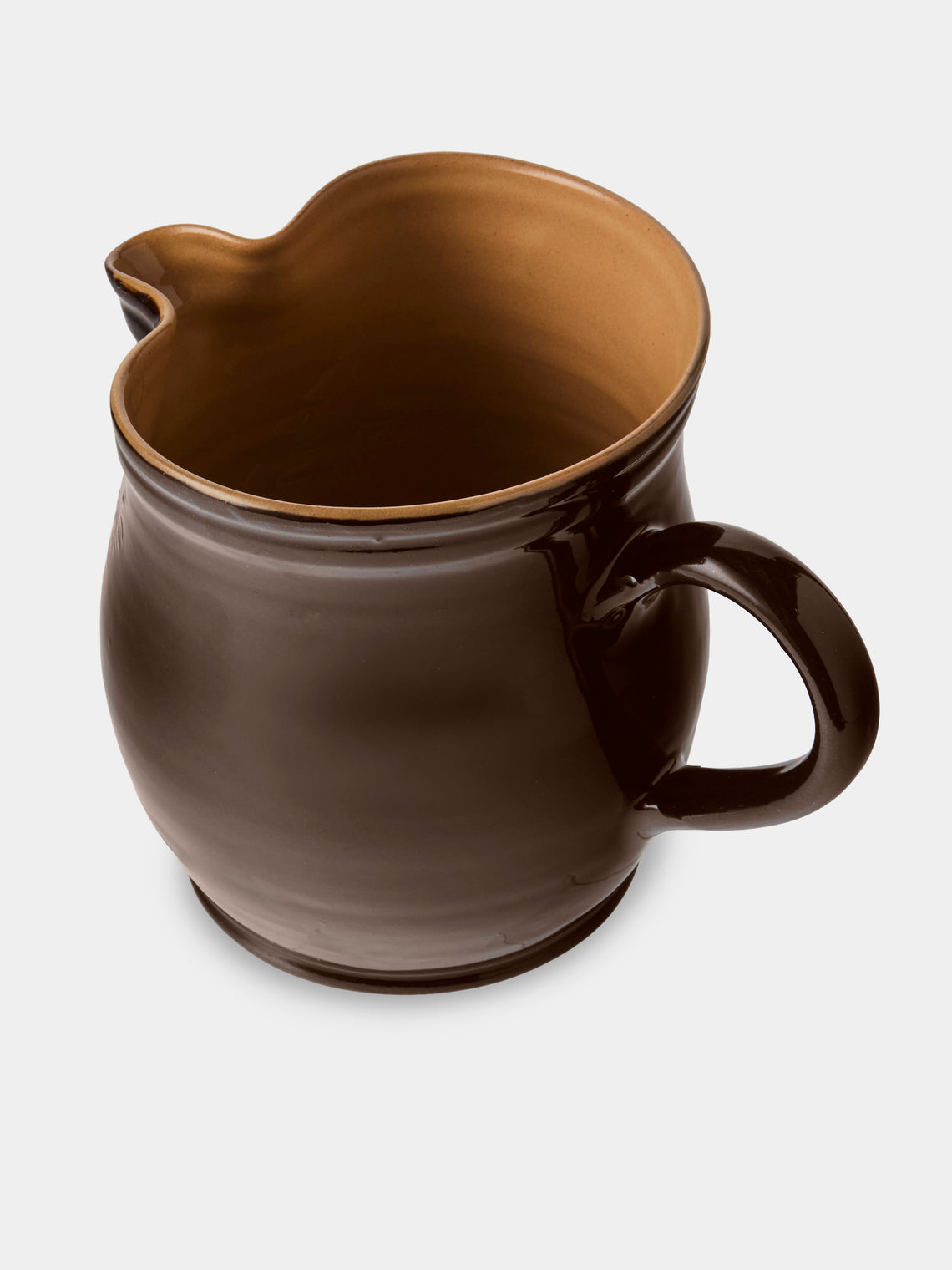 Poterie d’Évires - Flowers Hand-Painted Ceramic Medium Jug - Dark Brown - ABASK