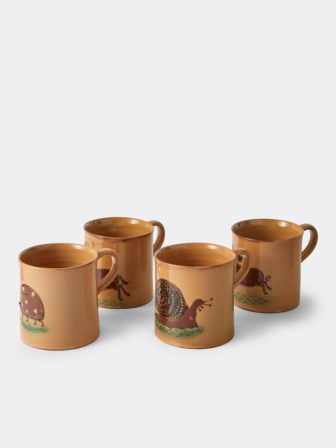 Poterie d’Évires - Animals Hand-Painted Ceramic Mugs (Set of 4) - Cream - ABASK