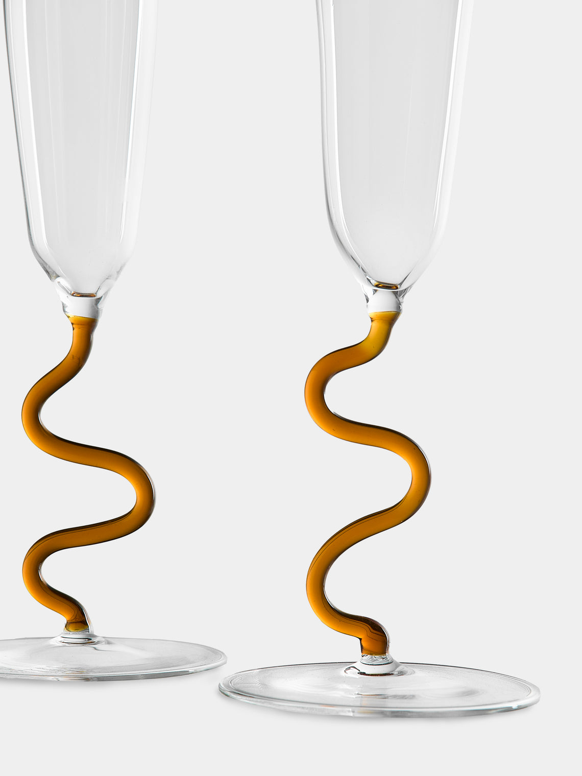 River Valadez - Hand-Blown Glass Champagne Flutes (Set of 2) - Clear - ABASK