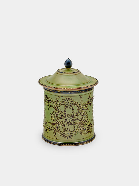 Poterie d’Évires - Flowers Hand-Painted Ceramic Small Lidded Jar - Green - ABASK - 