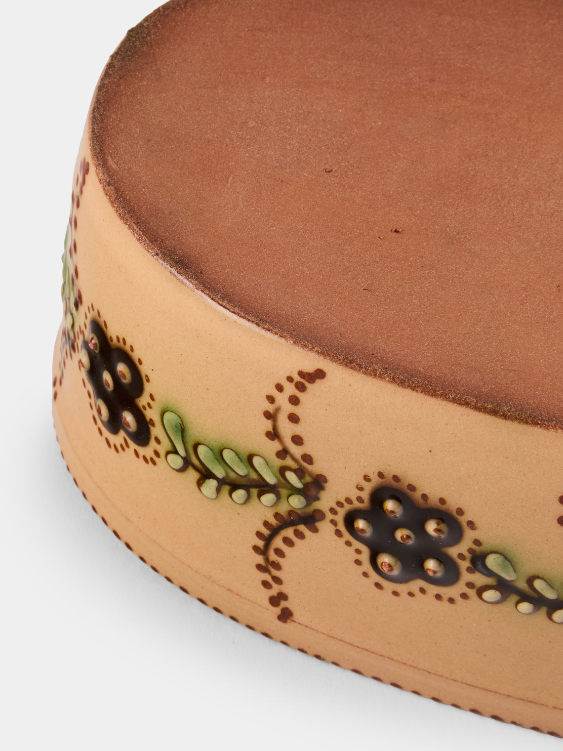 Poterie d’Évires - Flowers Hand-Painted Ceramic Mini Oval Dish - Cream - ABASK