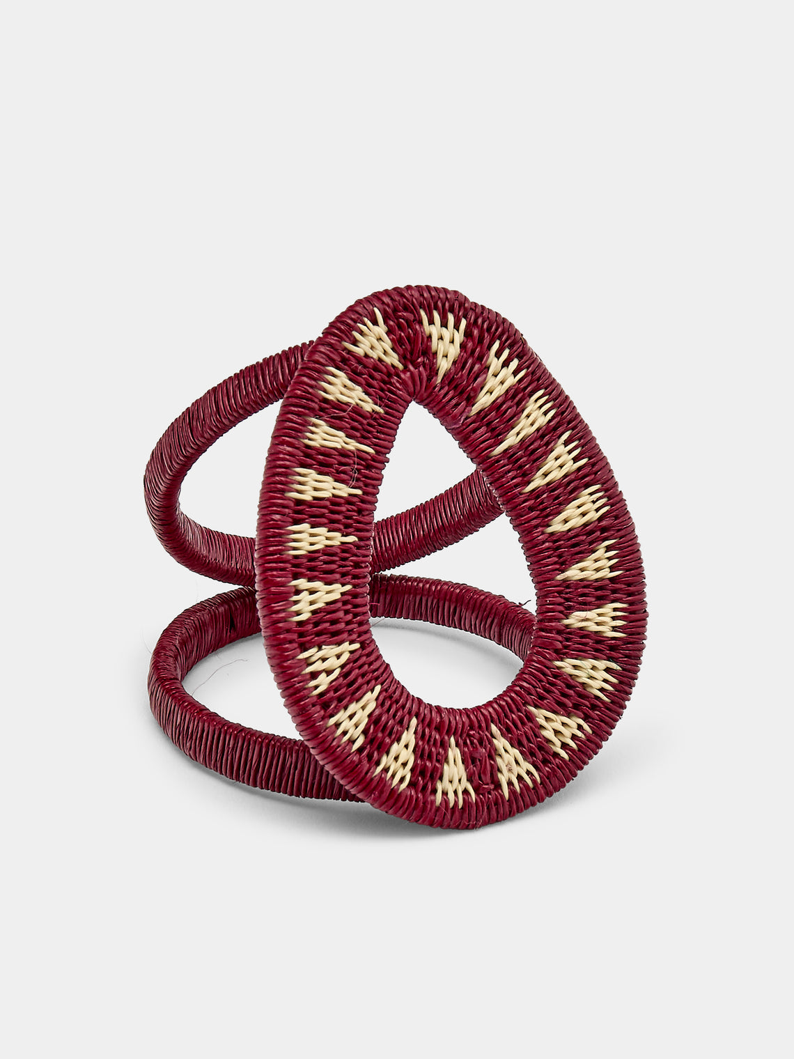 CasaLatina - Gota Handwoven Werregue Palm Napkin Rings (Set of 4) - Burgundy - ABASK