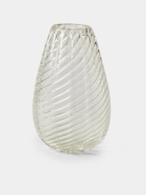 Antique and Vintage - 1945 Flavio Poli for Seguso Vetri d’Arte Optical Glass Vase - Clear - ABASK - 