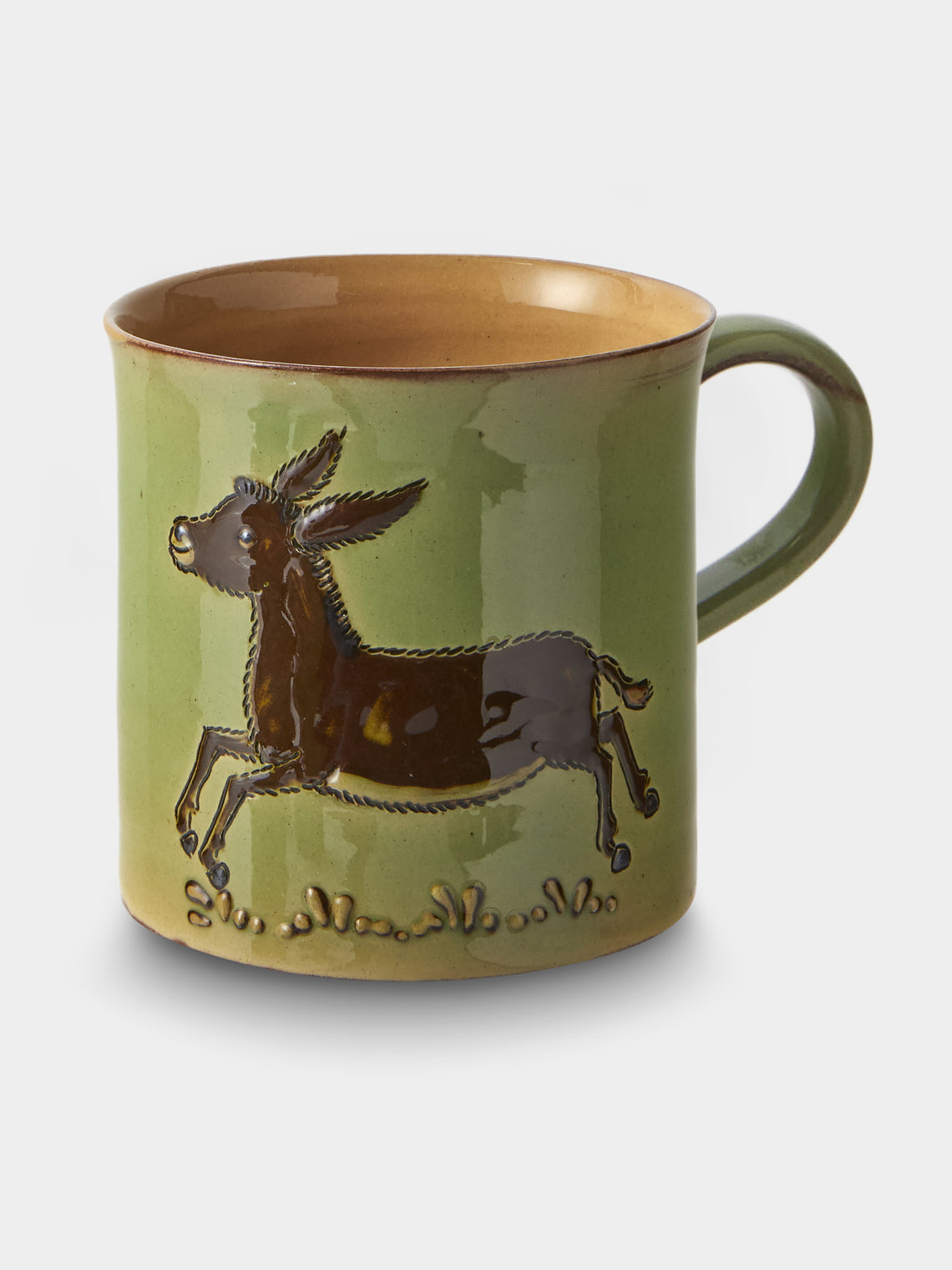 Poterie d’Évires - Animals Hand-Painted Ceramic Mugs (Set of 4) - Green - ABASK