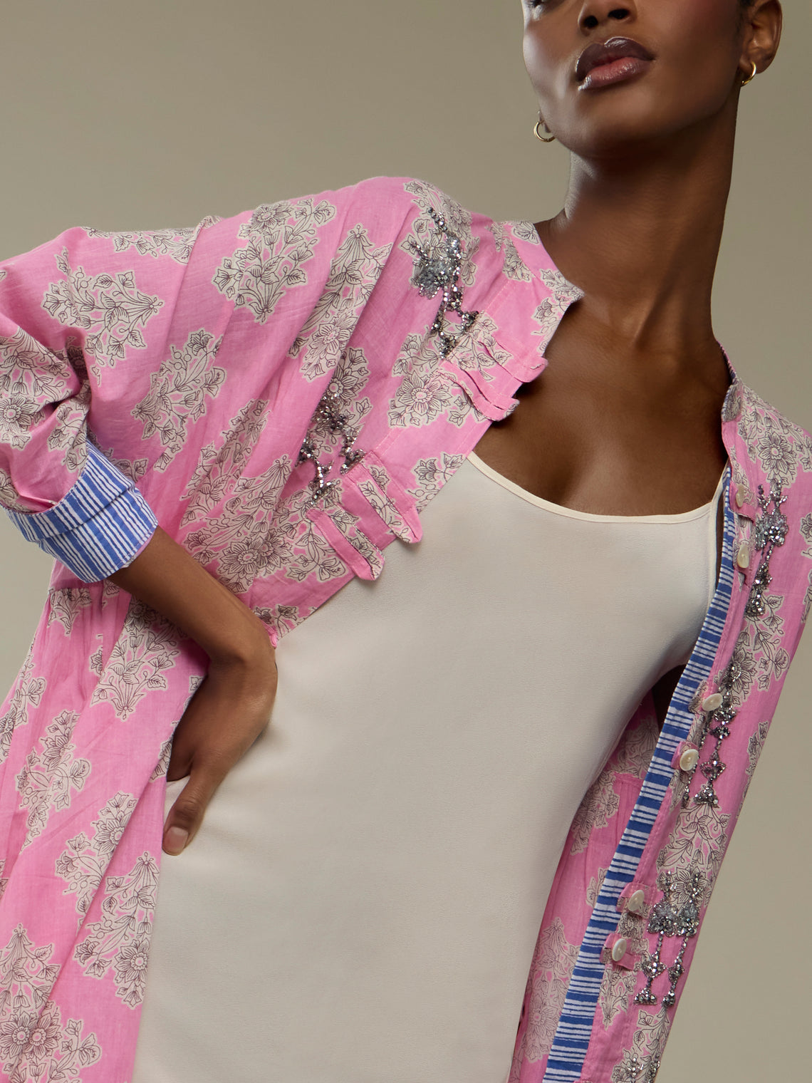 Nazzy Beglari - Hand-Blocked Cotton Shirt Dress | One Size -  - ABASK