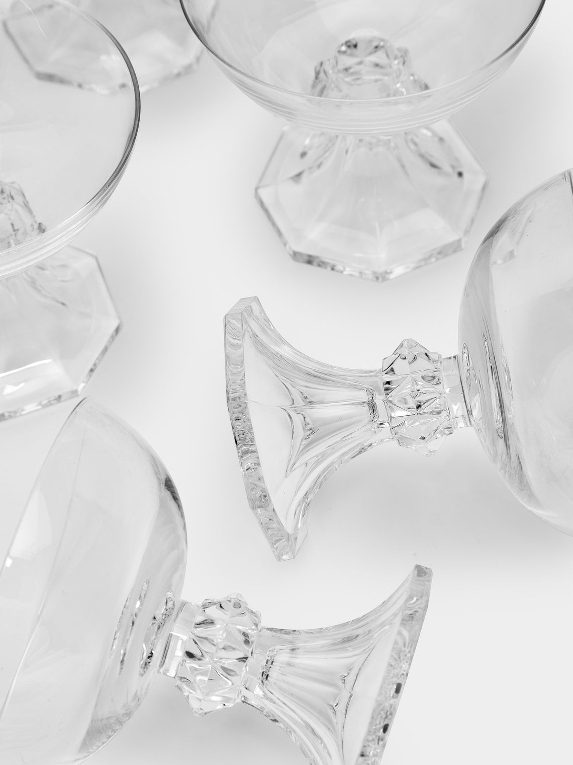 Antique and Vintage - 1950s Val Saint Lambert Hand-Blown Crystal Champagne Coupes (Set of 12) -  - ABASK