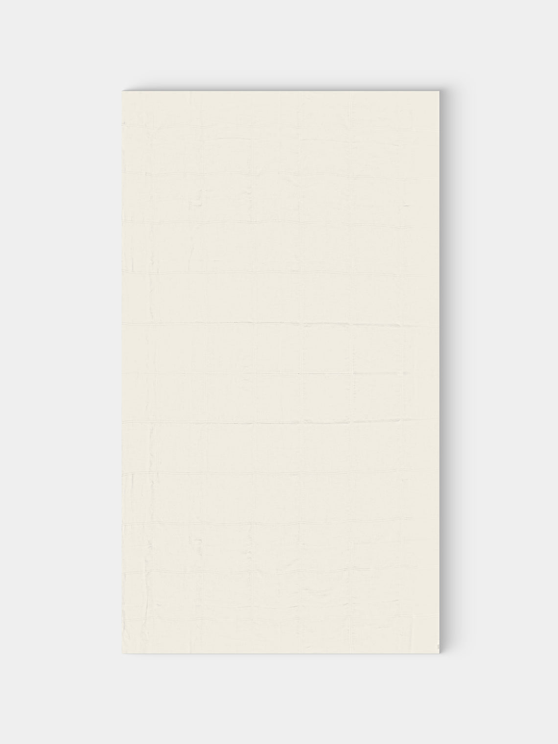 Volga Linen - Double Hem-Stitch Linen Check Rectangular Tablecloth - Ivory - ABASK