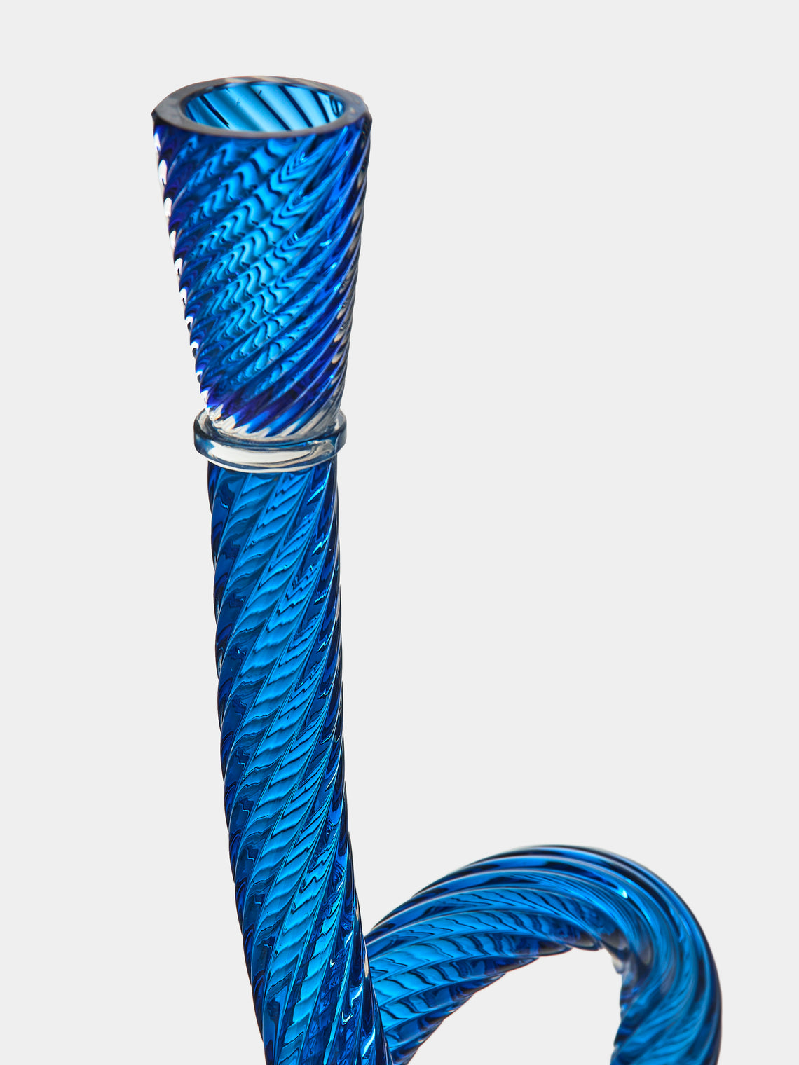Aina Kari - Venetian Knot Hand-Blown Murano Glass Candlestick Holder - Blue - ABASK