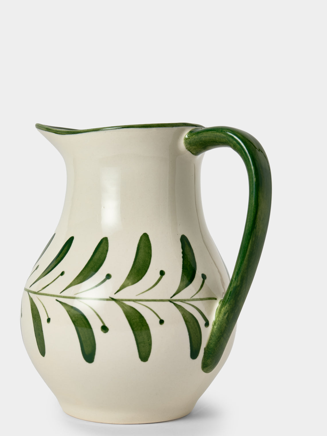 CasaLatina - Helecho Hand-Painted Ceramic Jug - Cream - ABASK