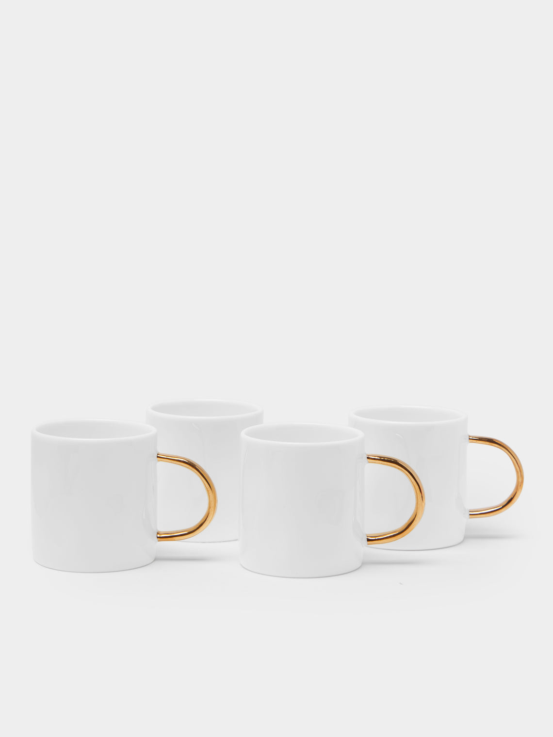 Feldspar - Hand-Painted 24ct Gold and Bone China Espresso Mugs (Set of 4) - White - ABASK