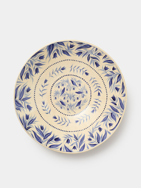 Rosanna Corfe - Birds and Bluebells Hand-Painted Ceramic Flared Bowl - Cream - ABASK