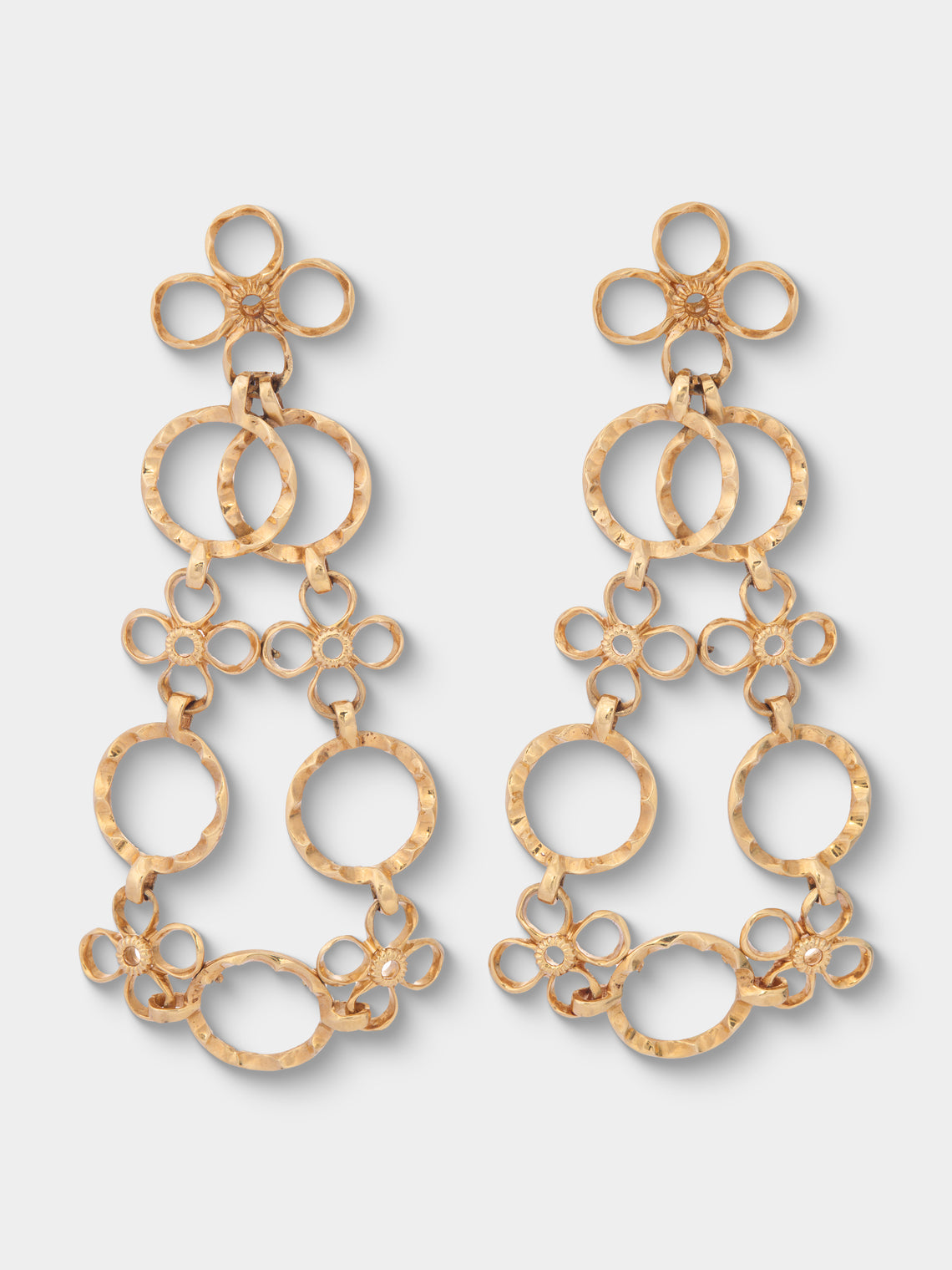 Mahnaz Collection - Vintage 1970s Alexandre Reza 18-Karat Yellow Gold Long Pendant Earrings - Green - ABASK - 