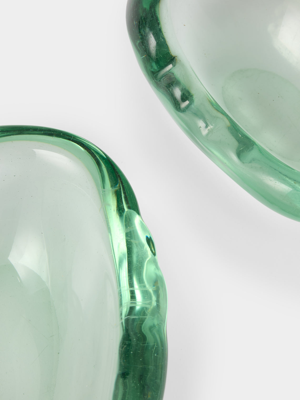 Antique and Vintage - 1945 Flavio Poli for Seguso Vetri d'Arte Glass Shell Dish - Green - ABASK
