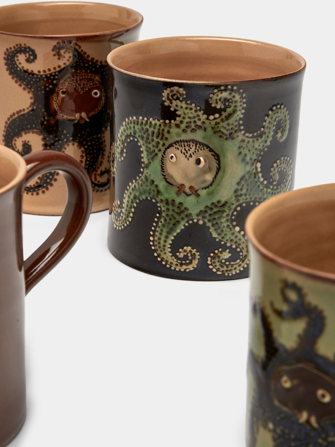 Poterie d’Évires - Octopus Hand-Painted Ceramic Mugs (Set of 4) - Multiple - ABASK