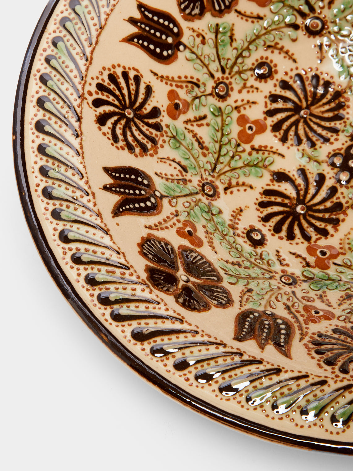 Poterie d’Évires - Flowers Hand-Painted Ceramic Large Serving Bowl -  - ABASK