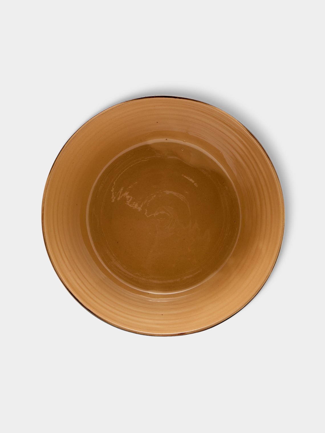 Poterie d’Évires - Flowers Hand-Painted Ceramic Large Handled Serving Bowl - Dark brown - ABASK