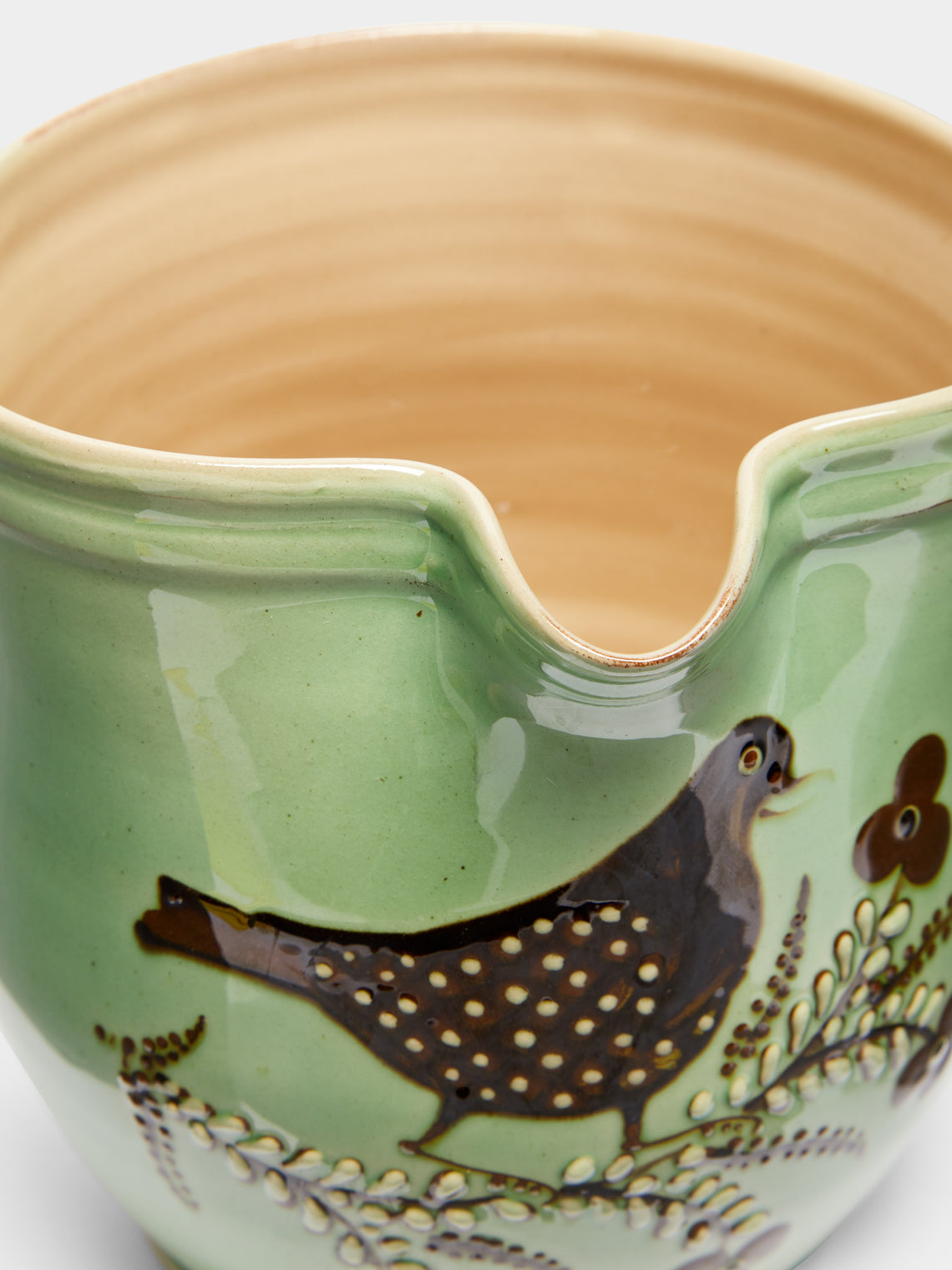 Poterie d’Évires - Birds Hand-Painted Ceramic Rounded Jug -  - ABASK