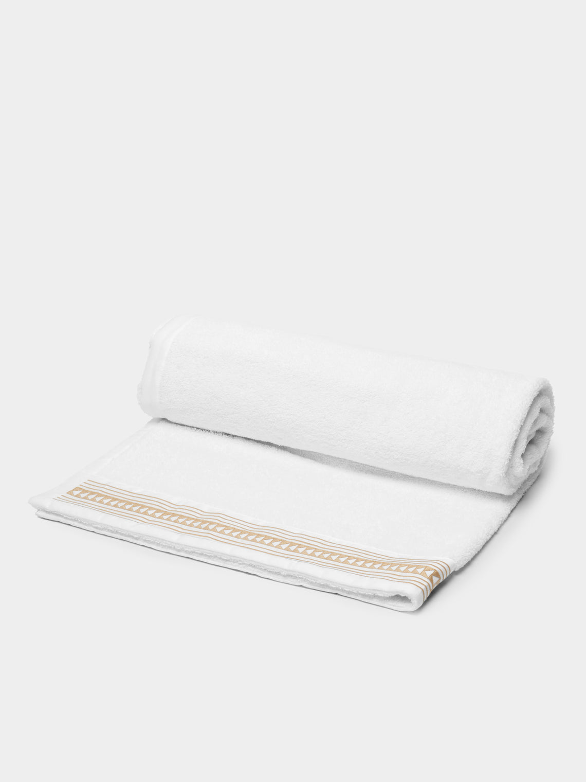 Loretta Caponi - Arrows Hand-Embroidered Cotton Bath Towel - White - ABASK