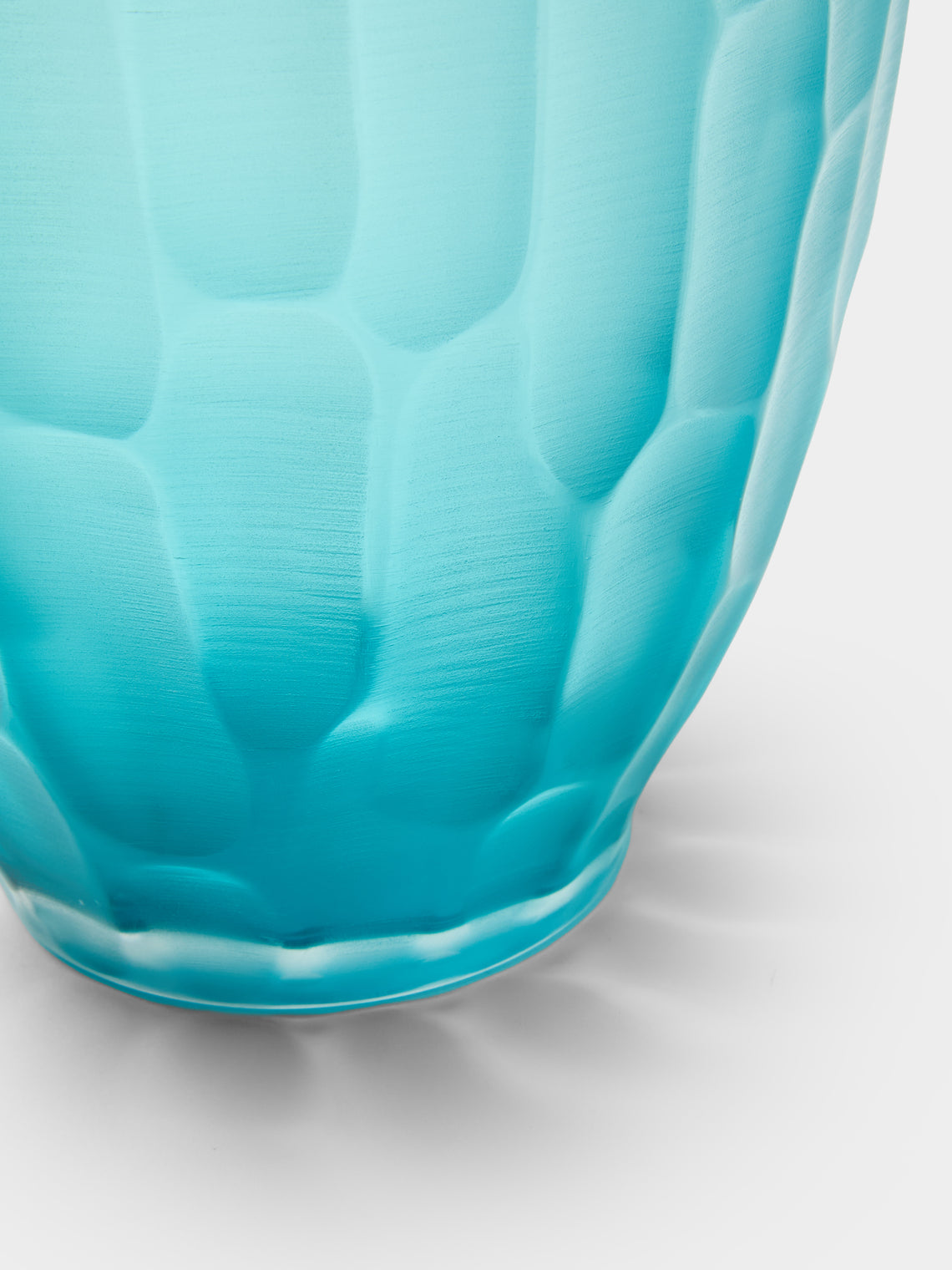Micheluzzi Glass - Goccia Acqua Bamboo Hand-Blown Murano Glass Vase (9in/23cm) - Blue - ABASK