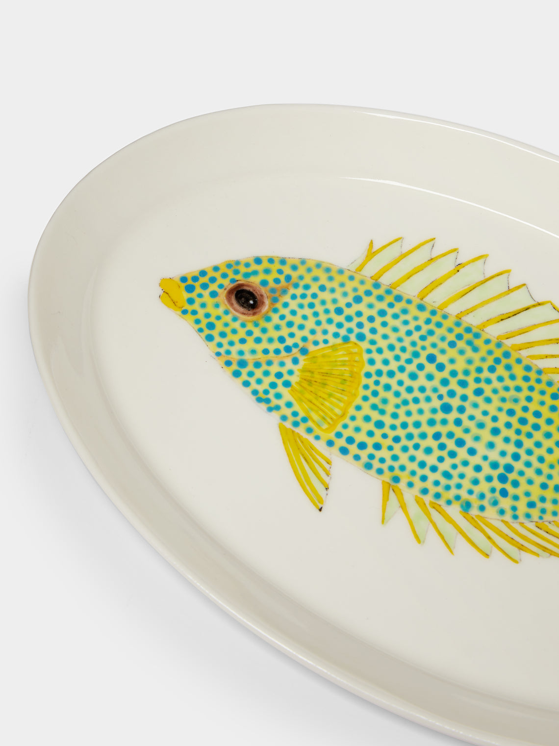 Casa Adams - Coral Rabbitfish Hand-Painted Porcelain Serving Platter -  - ABASK
