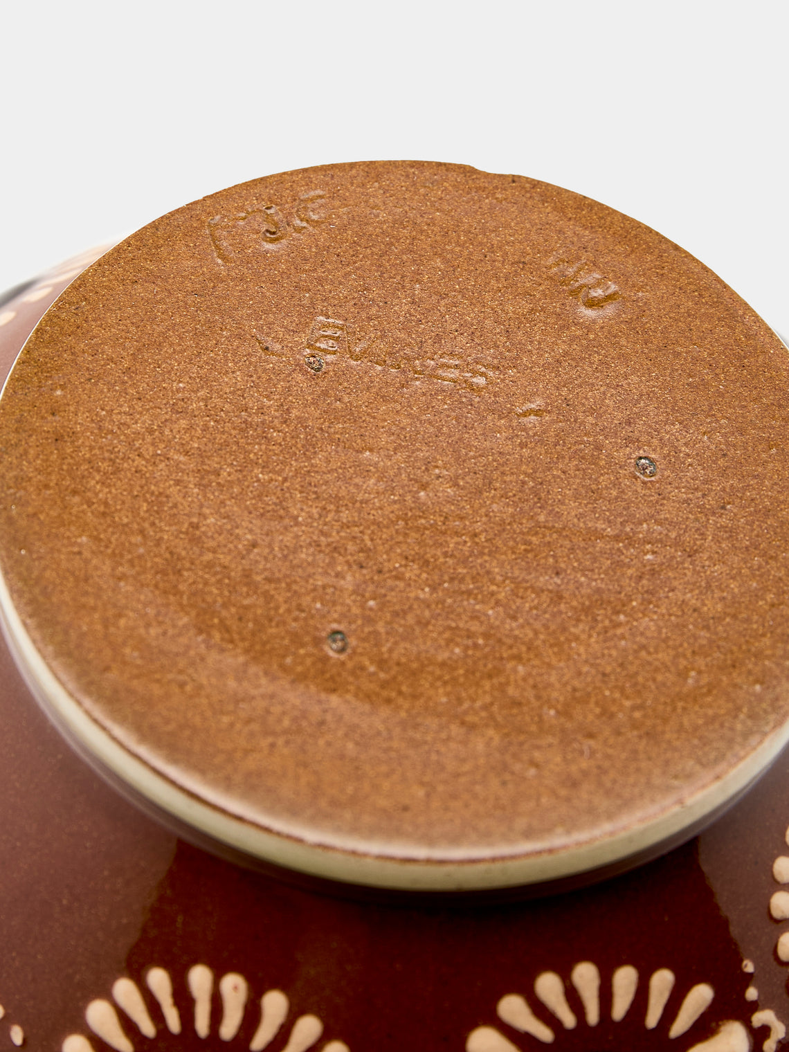 Poterie d’Évires - Flowers Hand-Painted Ceramic Small Fluted Serving Bowl - Light brown - ABASK