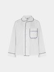 Sebline - Stitch Hand-Embroidered Cotton Pajama Shirt | Size: M - White - ABASK - 