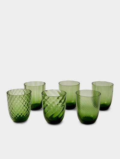NasonMoretti - Ida Glass Water Tumblers (Set of 6) - Green - ABASK - 
