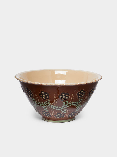 Poterie d’Évires - Flowers Hand-Painted Ceramic Fluted Bowl -  - ABASK - 