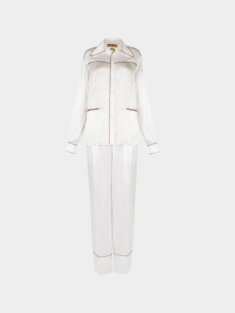 Dorso - Bandana Silk Pajama Set | Size: S - White - ABASK - 