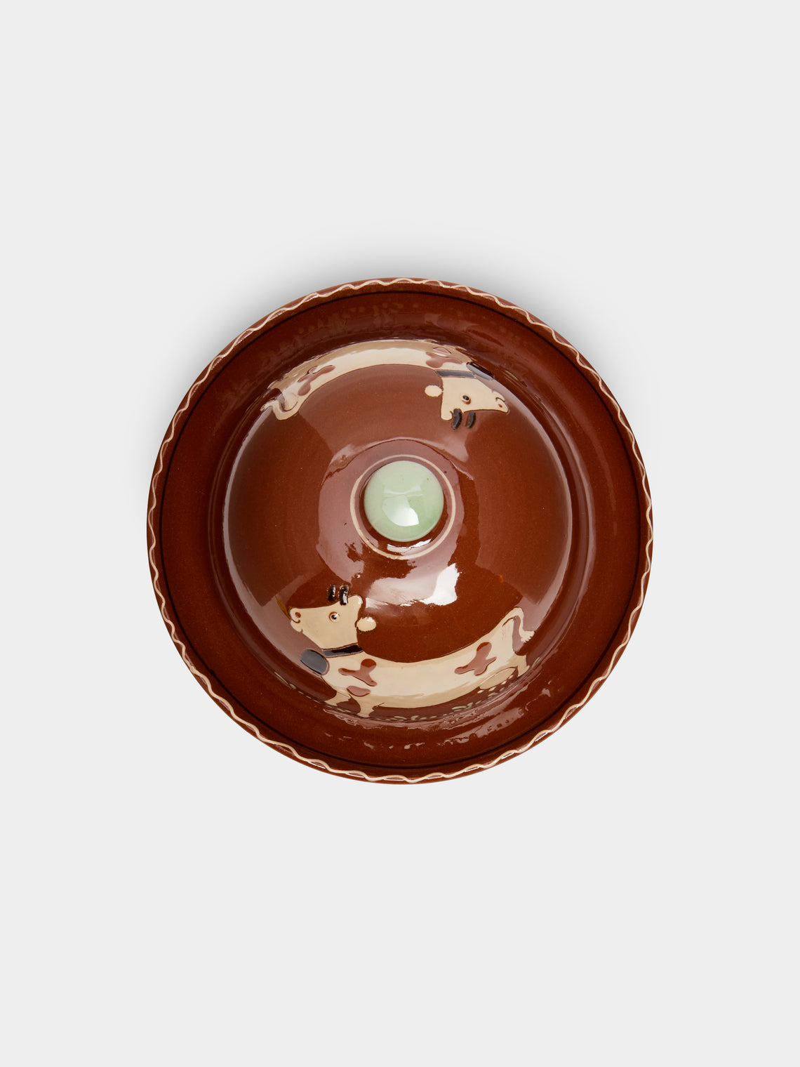 Poterie d’Évires - Cows Hand-Painted Ceramic Large Butter Dish -  - ABASK