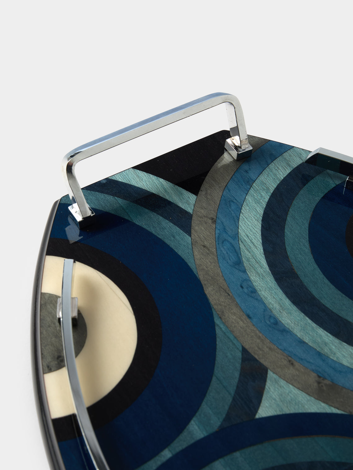 Mastellone Giuseppe - Wood Inlay Tray (12.5in/32cm) - Blue - ABASK