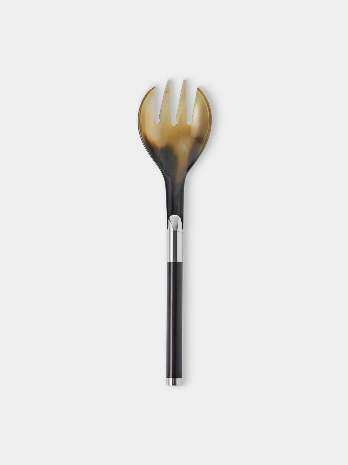 San Lorenzo - 1981 Afra and Tobia Scarpa Sterling Silver, Ebony and Horn Salad Servers (Set of 2) - Silver - ABASK
