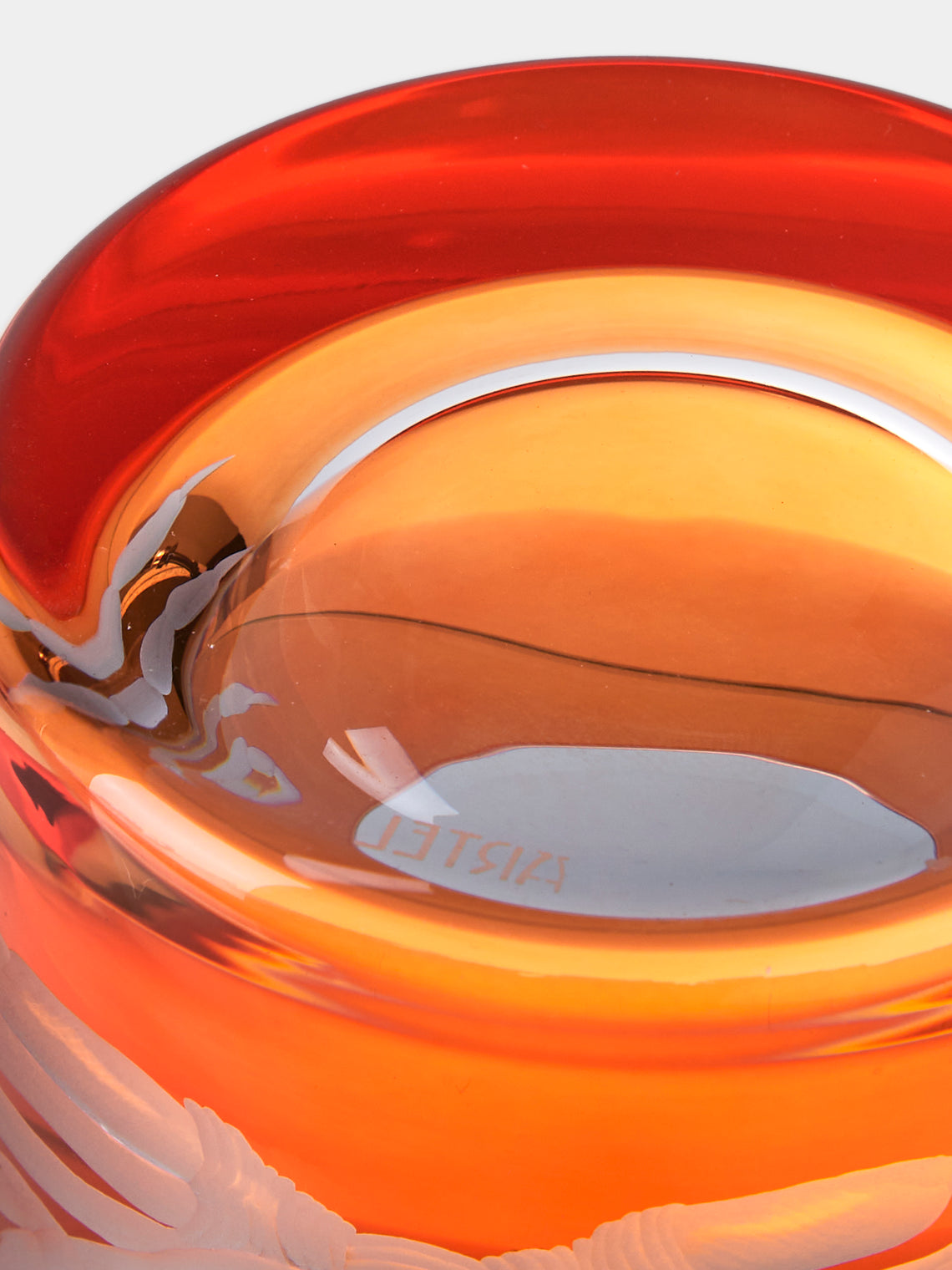 Artel - Crab Hand-Engraved Crystal Double Old Fashioned Tumbler - Orange - ABASK