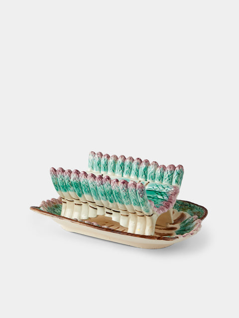 Antique and Vintage - 1950s Ceramic Asparagus Serving Dish on Platter - Multiple - ABASK - 