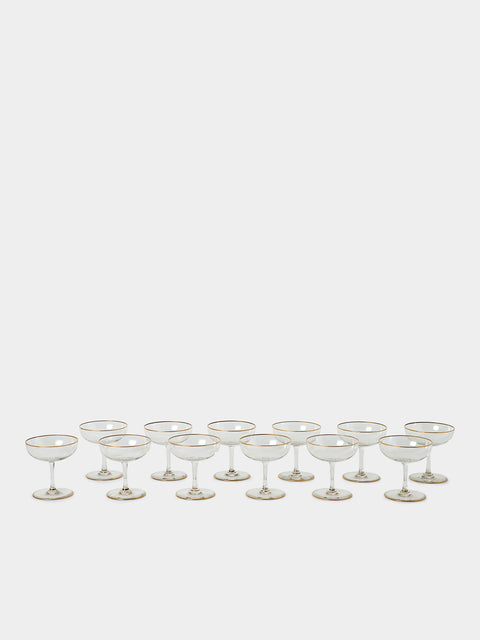 Antique and Vintage - 1900s Baccarat Crystal Champagne Coupes (Set of 12) - Clear - ABASK - 