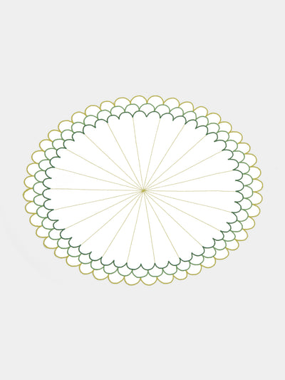 Los Encajeros - Escamas Embroidered Linen Placemats (Set of 4) -  - ABASK - 