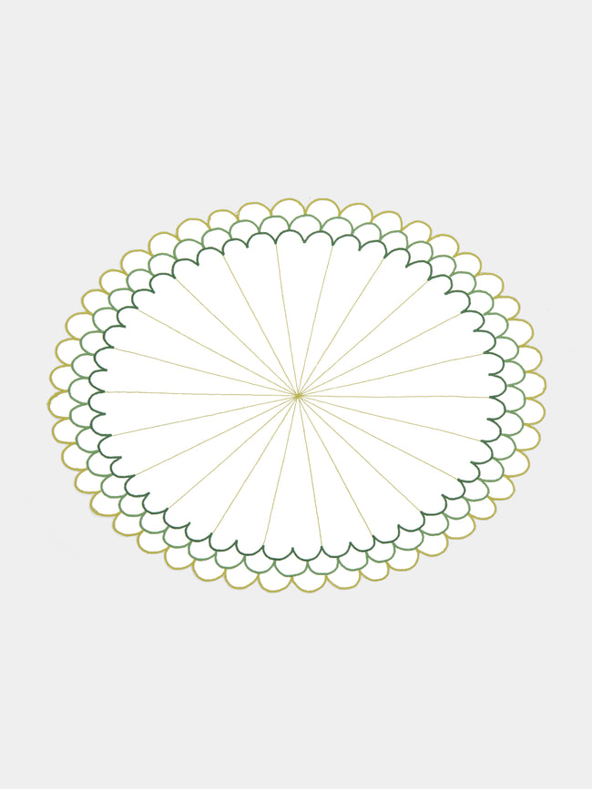 Los Encajeros - Escamas Embroidered Linen Placemats (Set of 4) -  - ABASK - 