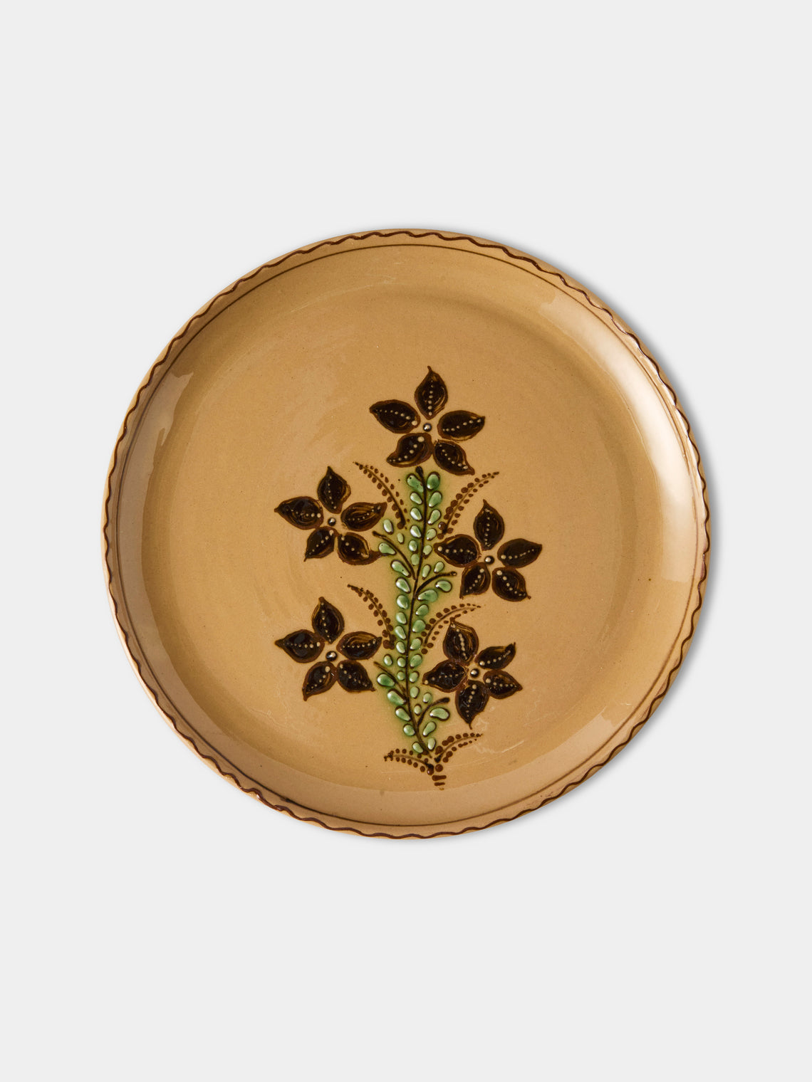 Poterie d’Évires - Flowers Hand-Painted Ceramic Dinner Plates – 9.5in/24cm (Set of 4) - Cream - ABASK