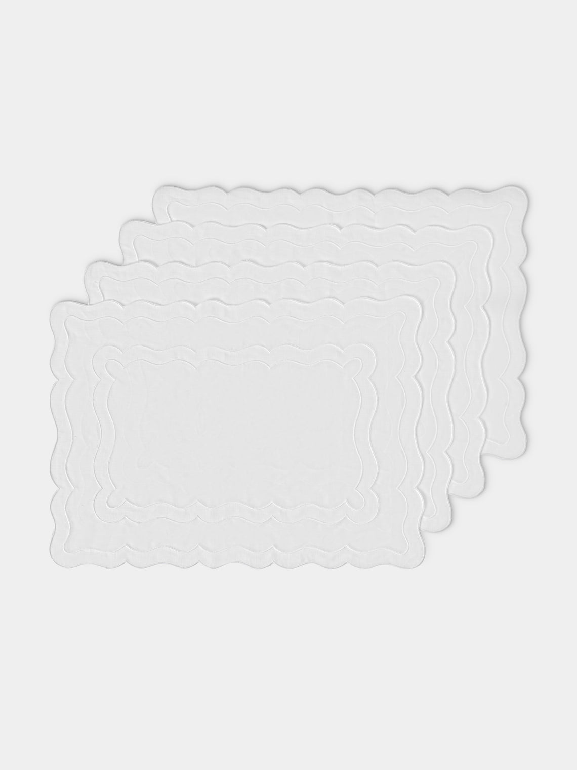 Los Encajeros - Charme Embroidered Linen Placemats (Set of 4) - White - ABASK