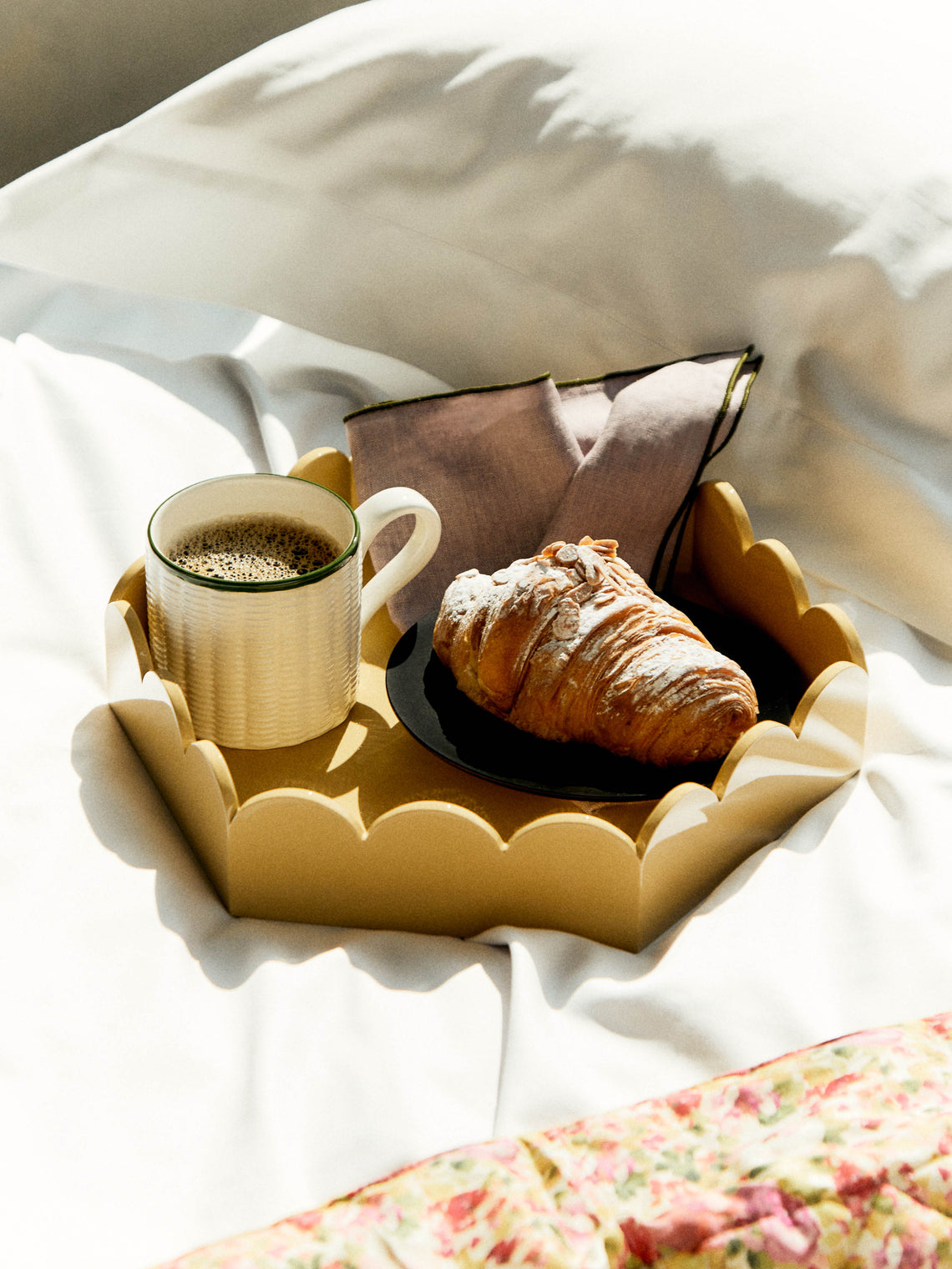 Scarlett And Sallis - Lacquered Wood Large Scalloped Tray -  - ABASK