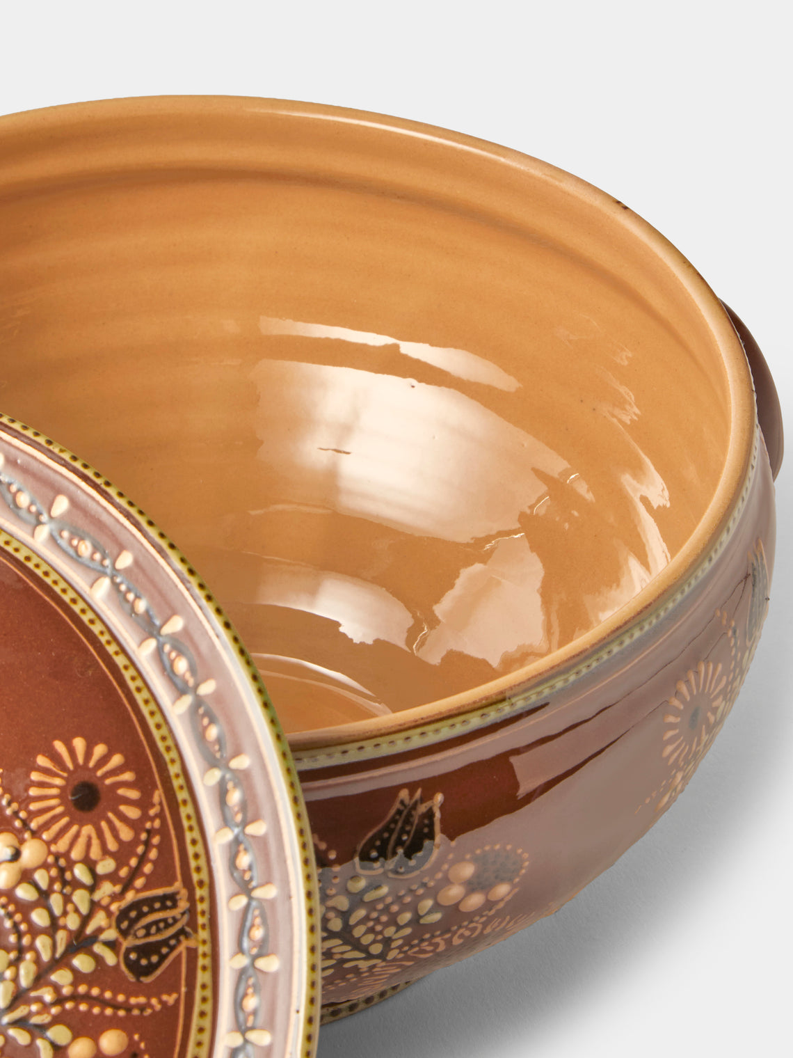 Poterie d’Évires - Flowers Hand-Painted Ceramic Soup Tureen - Light Brown - ABASK