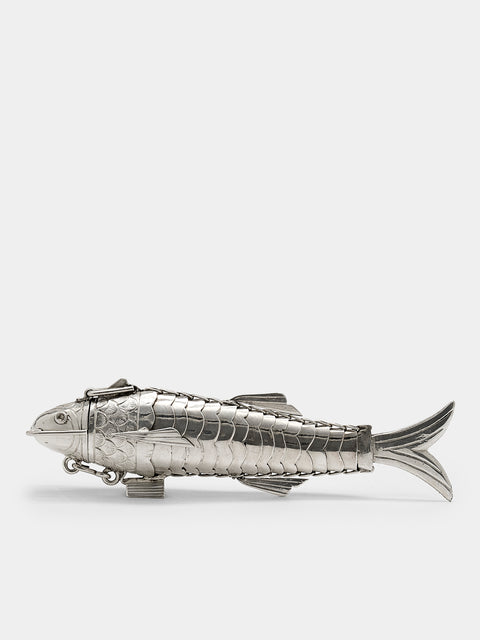 Antique and Vintage - 1980s Solid Silver Small Articulating Fish - Silver - ABASK - 