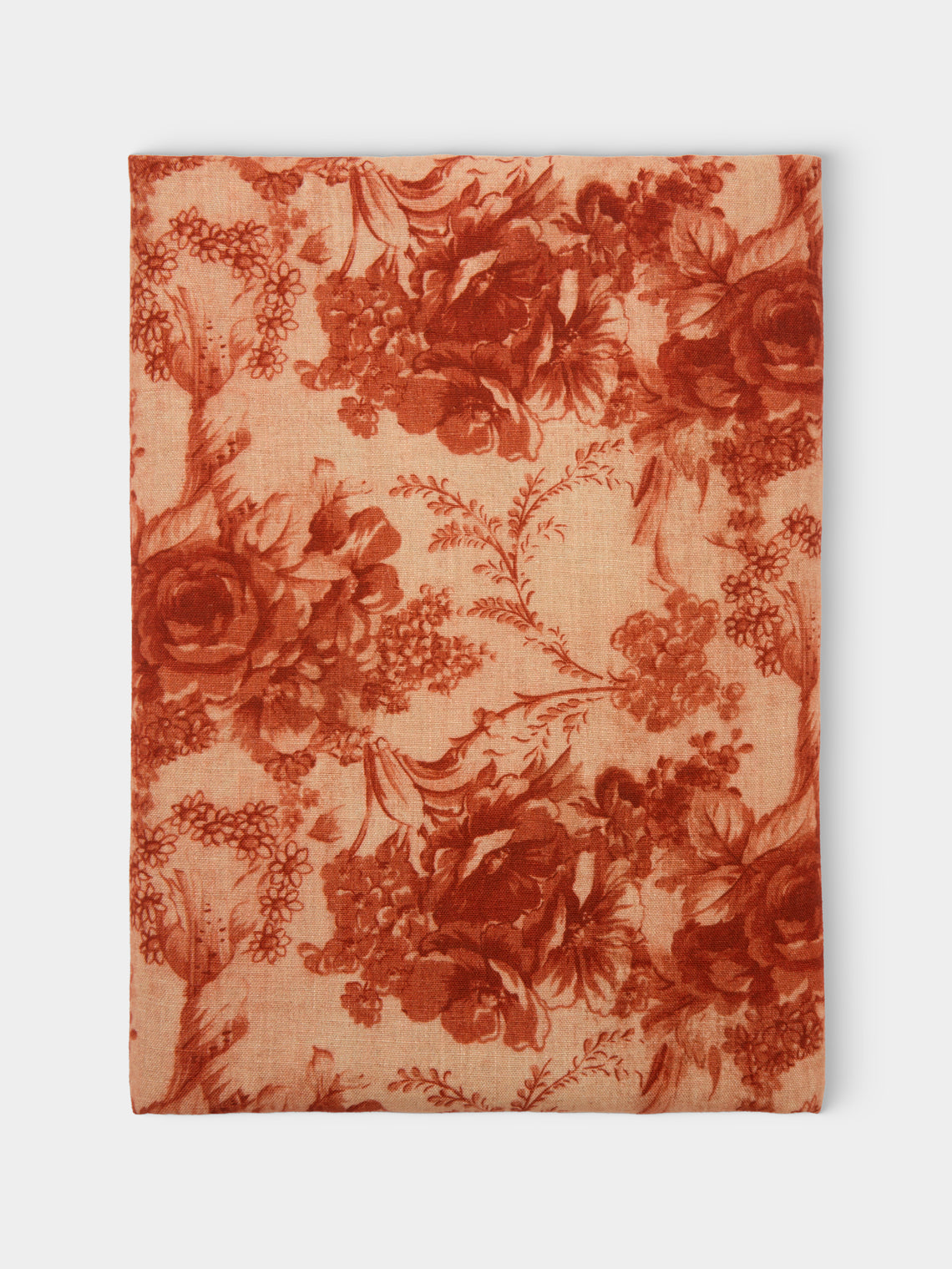 Borgo delle Tovaglie - Filo Rita Ruggine Embroidered Linen Rectangular Tablecloth (138in/3.5m) - Red - ABASK - 