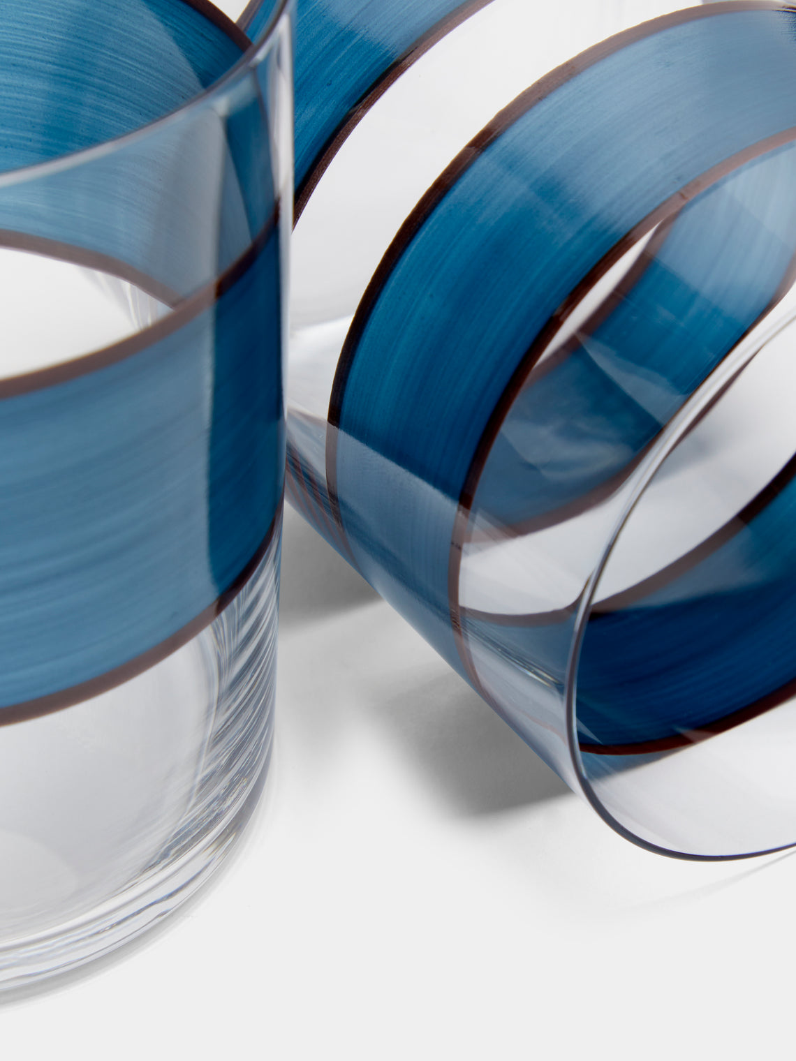 Los Vasos de Agua Clara - Wahaka Stripe Hand-Painted Glass Tumblers (Set of 6) -  - ABASK