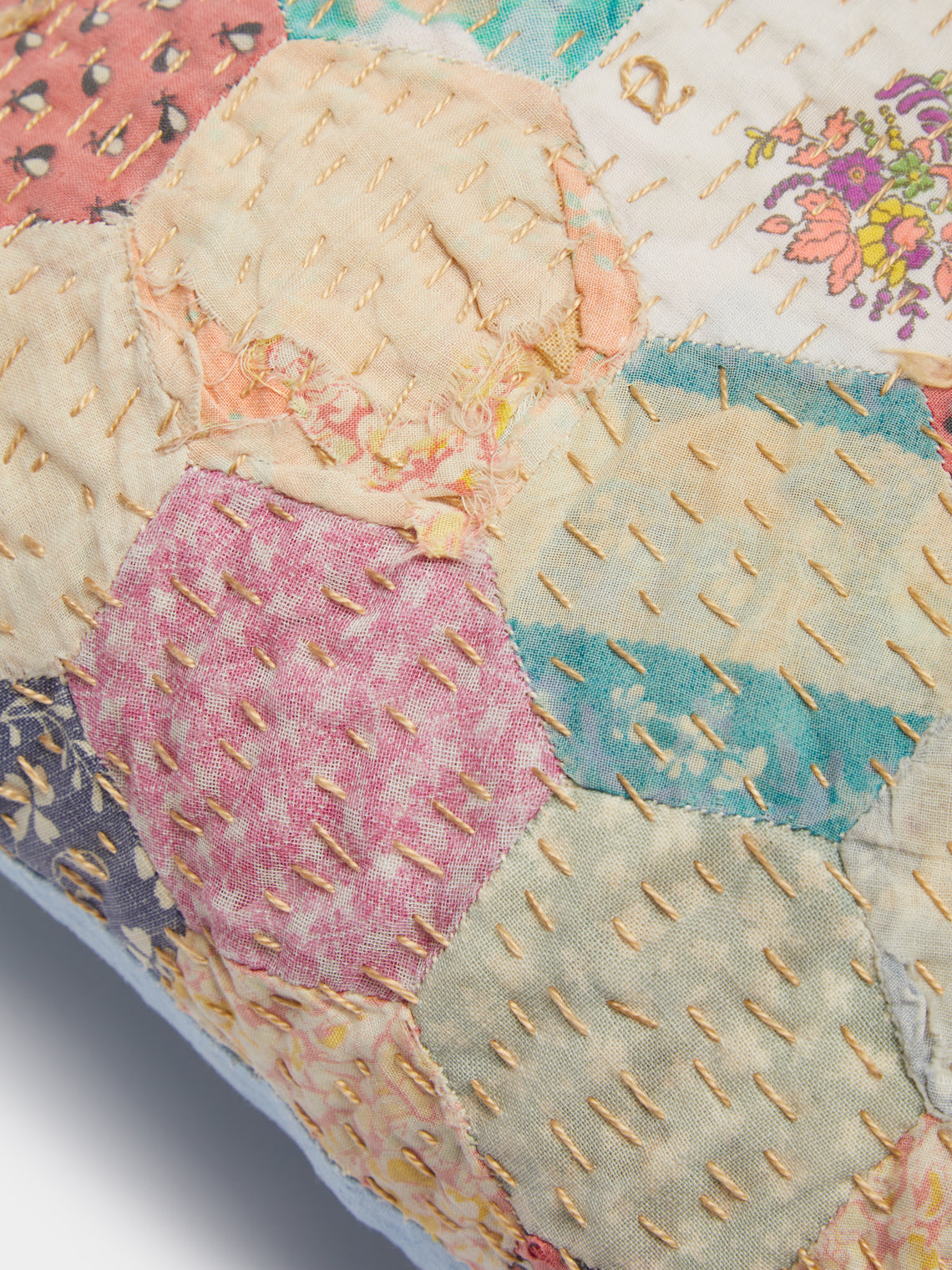 By Walid - 19th-Century Log Cabin Patchwork Linen Cushion -  - ABASK