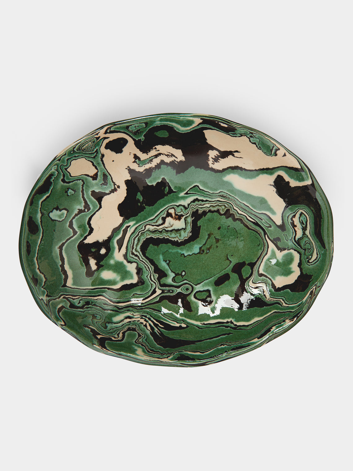 Marbled Ceramic Oval Serving Bowl