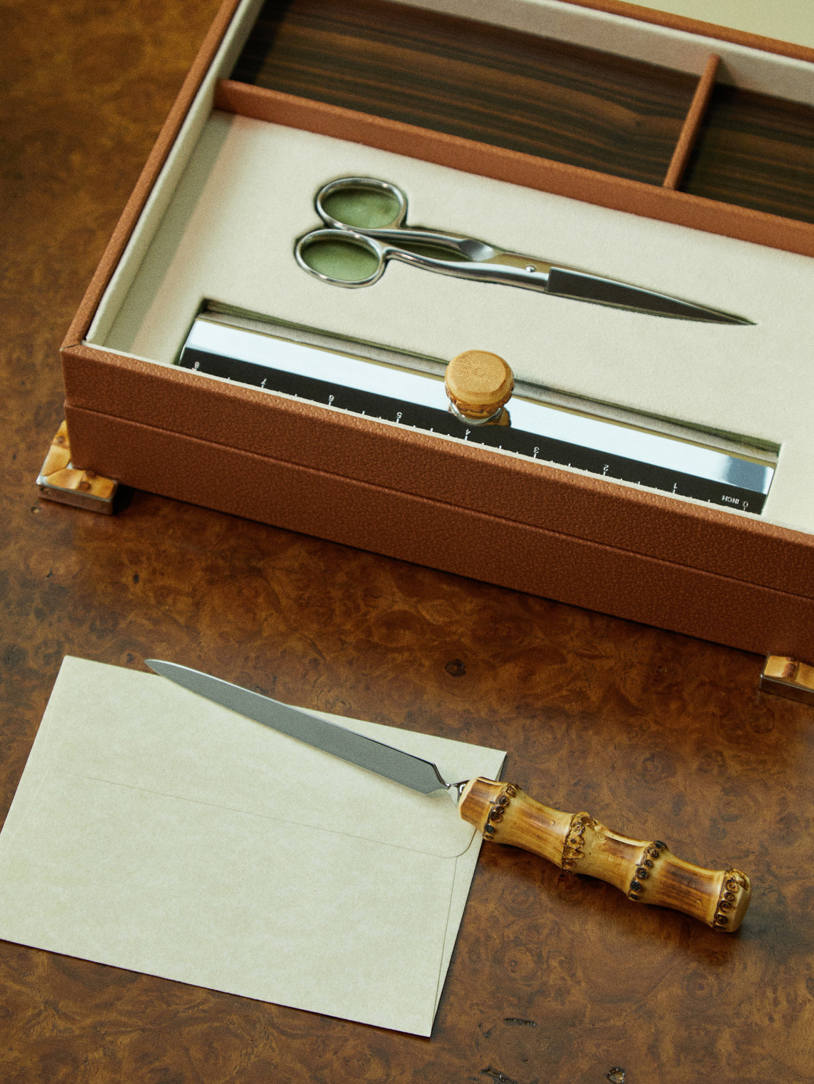 Lorenzi Milano - Bamboo and Leather Desk Set -  - ABASK